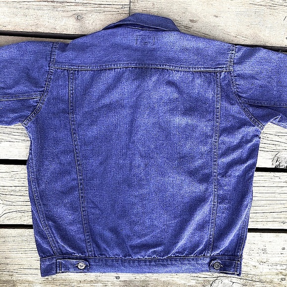 VINTAGE Levi’s Type Jacket Trucker Blue Purple Denim Cotton Silver Size XL - Picture 5 of 10